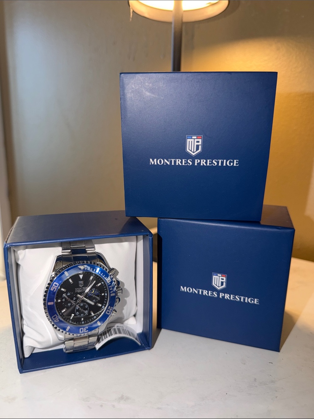 Men's Stainless Steel Watch in Blue and Black